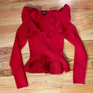 Express Ribbed Sweetheart Neckline Ruffle Peplum Top size M